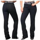 Calça Country Feminina Radade De Lycra Black Strass Cowgirl Boiadeira - Ref. 00590