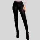 Calça Couro Jogger Feminina Cintura Alta Estilosa Preta