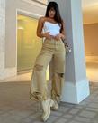 Calça Cropped Flare Bege