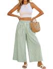 Calça Culotte Hooever Stripe Wide Leg para mulheres, verde, tamanho GG