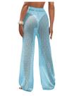 Calça de banho RoseSeek feminina com cordão azul Calça de banho RoseSeek feminina com cordão azul