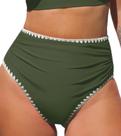 Calça de biquíni CUPSHE, cintura alta, franzida, roupa de banho M Olive Calça de biquíni CUPSHE, cintura alta, franzida, roupa de banho M Olive