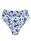 Calça de biquíni ZAFUL de cintura alta franzida para controle de barriga azul M