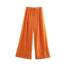 Calça de Linho Vintage com Pernas Largas, Cintura Alta e Bolsos - Para Mulheres Calça de Linho Vintage com Pernas Largas, Cintura Alta e Bolsos - Para Mulheres