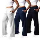 Calça de moletom Common Stitch, pacote com 3 mulheres, lã, perna larga