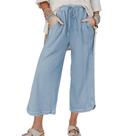 Calça de moletom de perna larga Hixiaohe, calça de lounge casual cortada