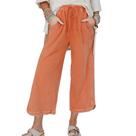 Calça de moletom de perna larga Hixiaohe Cropped Lounge para mulheres