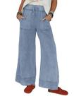 Calça de moletom feminina Athlisan de perna larga, lavagem ácida azul, tamanho XL Calça de moletom feminina Athlisan de perna larga, lavagem ácida azul, tamanho XL