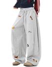 Calça de moletom feminina DAZZLZAD, folgada, bordada, cinza dachshund