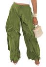 Calça de moletom feminina Fambro Baggy Barrel Ruffle Fringe Green Calça de moletom feminina Fambro Baggy Barrel Ruffle Fringe Green