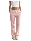 Calça de moletom feminina SOLY HUX com cordão, cintura baixa, folgada, rosa