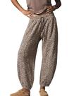 Calça de moletom feminina Sujama Barrel com estampa de leopardo casual 2025