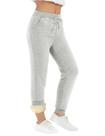 Calça de moletom feminina Yeokou forrada em sherpa, cinza claro, de inverno