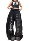 Calça de moletom JEFQJDJ oversized com estampa gráfica preta tamanho XXG Calça de moletom JEFQJDJ oversized com estampa gráfica preta tamanho XXG