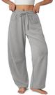Calça de moletom Loveimgs Baggy Wide Leg Barrel feminina cinza pequena