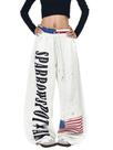 Calça de moletom oversized feminina com estampa gráfica branca XL JEFQJDJ Calça de moletom oversized feminina com estampa gráfica branca XL JEFQJDJ
