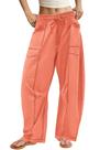 Calça de moletom ReachMe Barrel Baggy Wide Leg para mulheres rosa coral