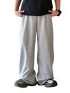 Calça de moletom RoseSeek Boy, perna larga, elástica, cintura, cinza 9Y