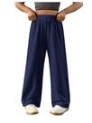 Calça de moletom RoseSeek feminina com cordão na cintura larga, perna larga, azul, 8Y