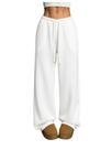 Calça de moletom RoseSeek feminina com cordão na cintura reta branca Calça de moletom RoseSeek feminina com cordão na cintura reta branca