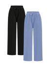 Calça de moletom RoseSeek Girl Wide Leg, cintura elástica, azul, 10Y, pacote com 2 Calça de moletom RoseSeek Girl Wide Leg, cintura elástica, azul, 10Y, pacote com 2