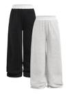 Calça de moletom RoseSeek, perna larga, cintura elástica, 10 anos, pacote com 2 Calça de moletom RoseSeek, perna larga, cintura elástica, 10 anos, pacote com 2