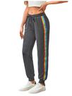 Calça de moletom SweatyRocks com cordão na cintura listrada lateral feminina Calça de moletom SweatyRocks com cordão na cintura listrada lateral feminina