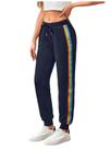 Calça de moletom SweatyRocks com cordão na cintura listrada lateral feminina Calça de moletom SweatyRocks com cordão na cintura listrada lateral feminina