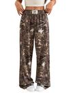Calça de moletom ZAFUL Camo Y2K, elástica, cintura alta, perna larga, feminina