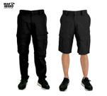 Calça de Pesca Vira Bermuda Mar Negro Proteção Solar UV 50+ Várias Cores