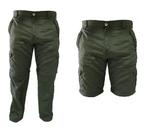 Calca de pesca vira bermuda presa viva - 08 bolsos c/ ziper e protecao solar - verde