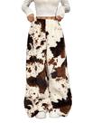 Calça de pijama feminina RSGMU com estampa de leopardo e cintura alta felpuda
