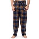 Calça de Pijama Masculina de Flanela com Forro de Lã IZOD Azul Marinho e Amarelo XXL