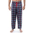 Calça de Pijama Masculina IZOD Lite Touch Fleece XG Xadrez Azul Marinho e Vermelho