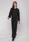 Calça De Tricot Em Fio Botonê Wide Leg Preto Salvatore