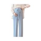 Calça De Verão plus Size Para Gestantes, Perna Larga, Seda Gelada, Solta, Plissada, Fina, Para Uso Calça De Verão plus Size Para Gestantes, Perna Larga, Seda Gelada, Solta, Plissada, Fina, Para Uso