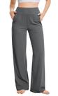 Calça de Yoga Talovee Pantalona Cintura Alta com Bolsos Cinza G Calça de Yoga Talovee Pantalona Cintura Alta com Bolsos Cinza G