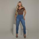 Calça Destroyer Feminina Clara Com Jeans Pistolado Bigode