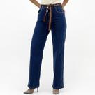 Calça Detox Jeans Wide Leg com Lenço Feminina