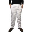 Calça elast. total brim branca para cozinha, padaria e indústria alimentícia