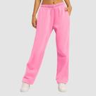 Calça em moletom flanelado cor rosa feminino com barra reta tecido de alta qualidade