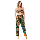 Calça Estampada Tropical com Bolsos Cor:ManguezalTamanho:M