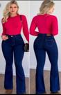calça fem flare em jeans e sarja preta com elastano tamanho do 36 ao 46