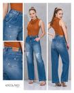 Calça fem jeans wide leg klk