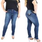 Calça Fem Plus Size Básica Cós Largo Com Barra Desfiada