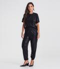Calça Feminina Aladim em Malha Plissada Dianna Preto