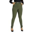 Calça Feminina Alfaiataria Social Bengaline Cintura Alta Verde Com Cinto Premium Qualidade