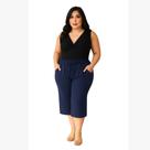 Calça Feminina Bolso Pantacourt Capri Leve Viscolycra Plus