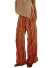 Calça feminina Bozanly listrada de perna larga casual