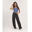 Calça Feminina Cargo BOBBYLULU Tamanho:14Cor:Preto